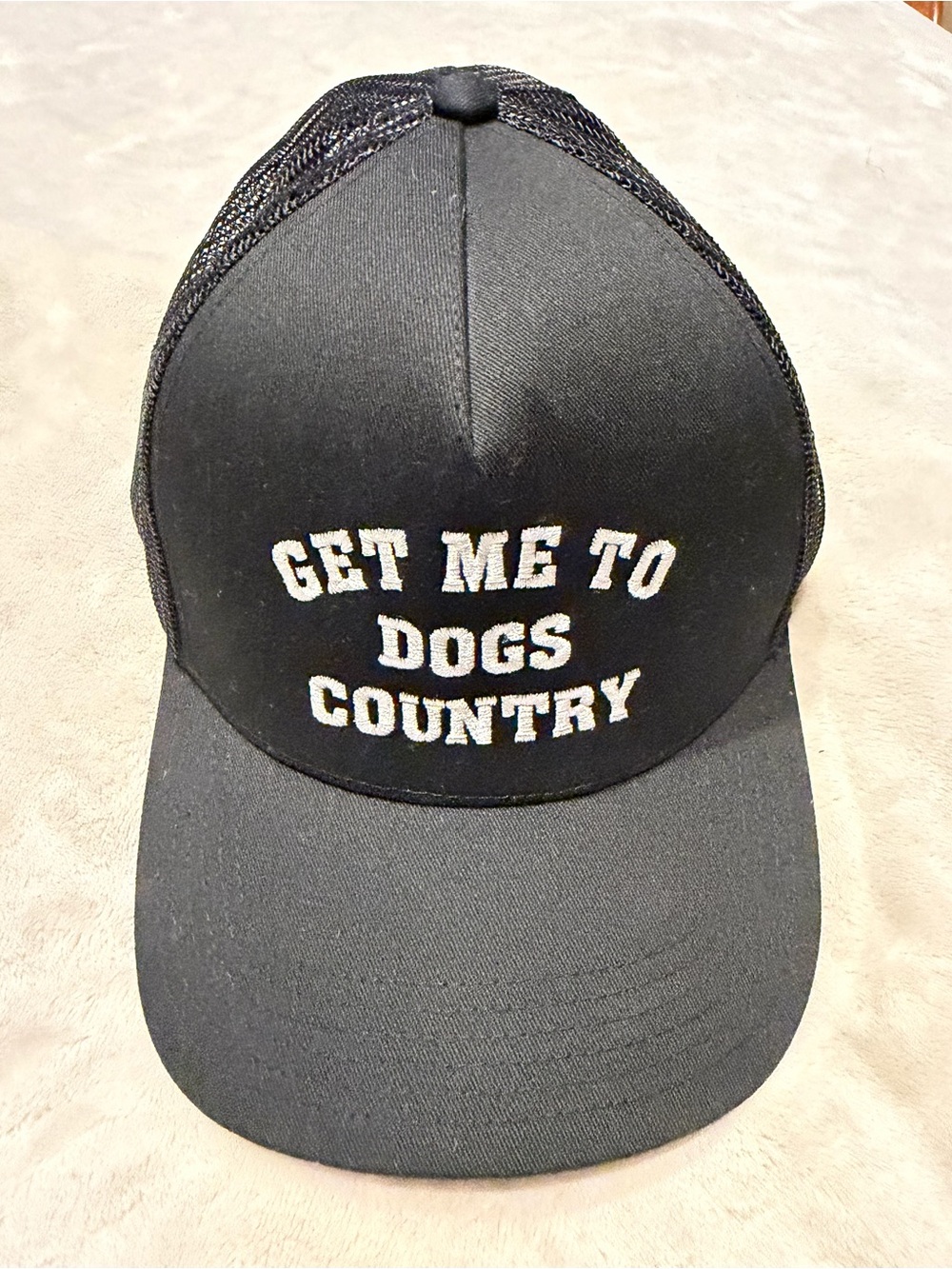 “CITIZEN” OTTO Black Trucker Hat with White "GET ME TO DOGS COUNTRY" Embroidery